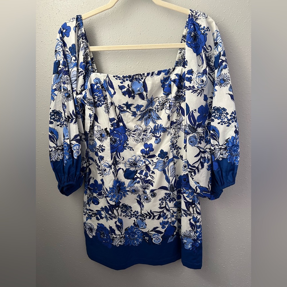 CARA CARA Montauk Dress in Flower Grid Blue Size Medium New - Picture 5 of 13